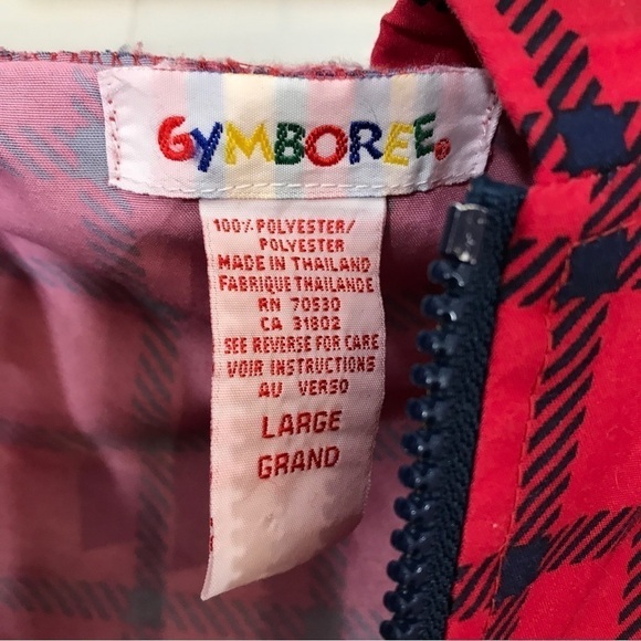 Gymboree Red and Blue Plaid Wind Breaker Pull Over Jacket Vintage - Picture 6 of 8